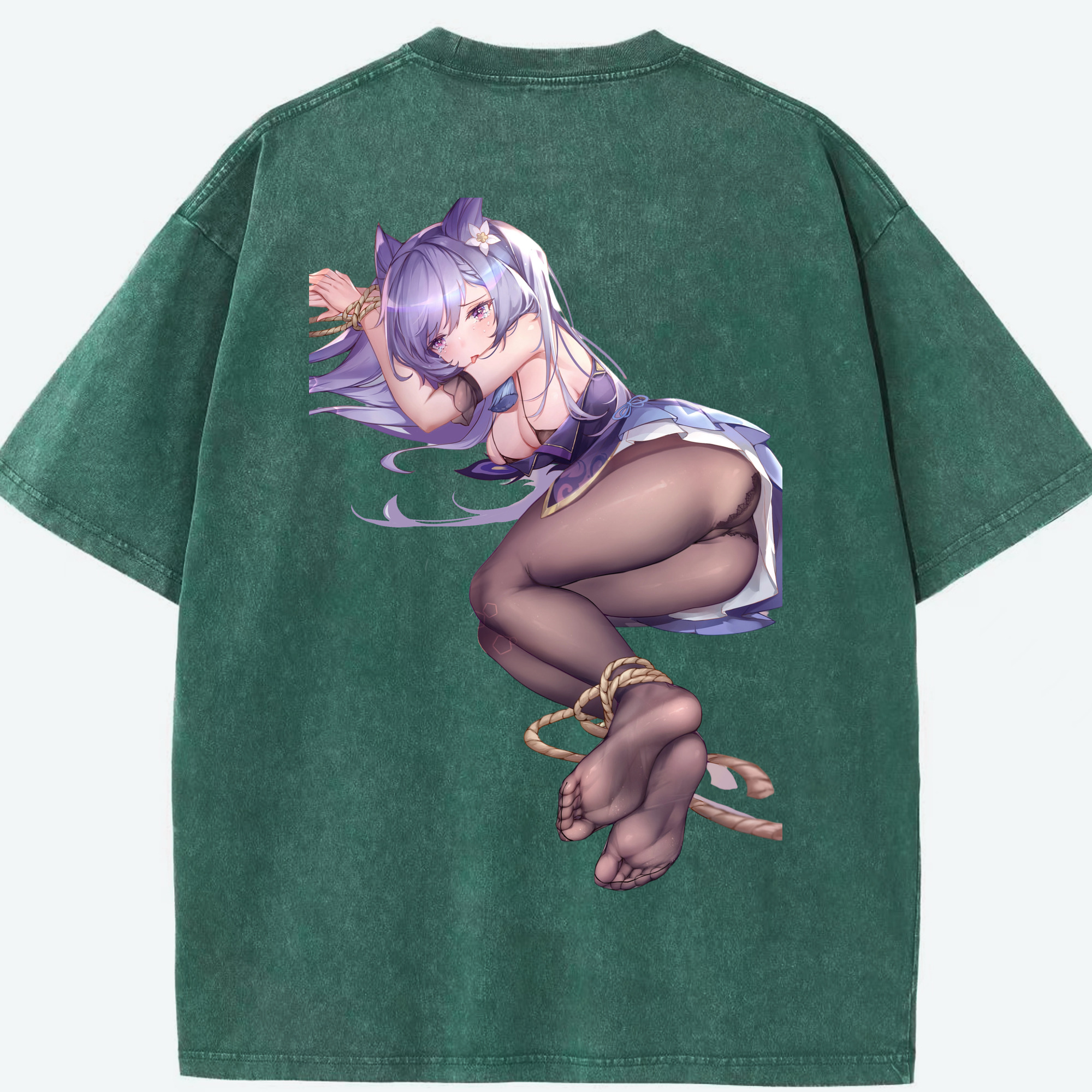 げんし神 刻晴 こくせい genshin Kokusei 綿100% ヴィンテージ風 半袖Tシャツ（背面プリント）